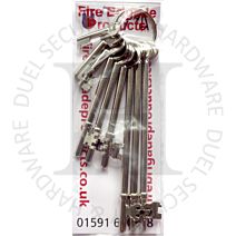 Fire Brigade Products Set of 9 FB KEYS - Comprises one of each FBWK-FB11K-FB14K-FB1K-FB2K-FB4K-FB1LK-FB2LK-FB4LK