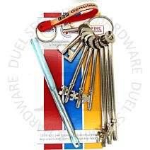 Fire Brigade Products SET9FOB-CSK1 Set of 9 Genuine Fire Brigade Keys Crescent Spoon Key With Security Fob Pack of 1