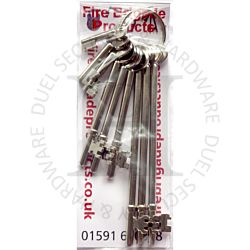 Fire Brigade Products Set of 9 FB KEYS - Comprises one of each FBWK-FB11K-FB14K-FB1K-FB2K-FB4K-FB1LK-FB2LK-FB4LK